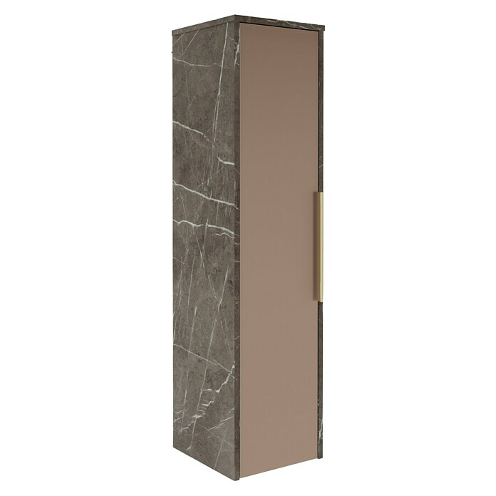 Camargue Marble Midischrank (30 x 32,5 x 121,6 cm, Grau Marmor/Goldbronze, Anschlag: Links) | BAUHAUS