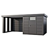 Telluria Metallgerätehaus Classico 2424 mit Lounge S links inkl. 2 Fenster (Außenmaß inkl. Dachüberstand (B x T): 542 x 258 cm, Stahl, Anthrazit, Ohne Set) | BAUHAUS