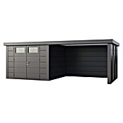 Telluria Metallgerätehaus Classico 3030 mit Lounge L rechts inkl. 2 Fenster und Elektro-Set (Außenmaß inkl. Dachüberstand (B x T): 662 x 318 cm, Stahl, Anthrazit, Inkl. Innenwandverkleidung & Elektro-Set) | BAUHAUS