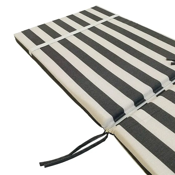 Cojín para respaldo alto Paolo - Gris, L x An x Al: 95 x 45 x 3,5 cm, 50% algodón 50% poliéster - Cojín de tumbona de rayas blancas y negras atado. Ideal para muebles de jardín, ofreciendo confort y estilo.