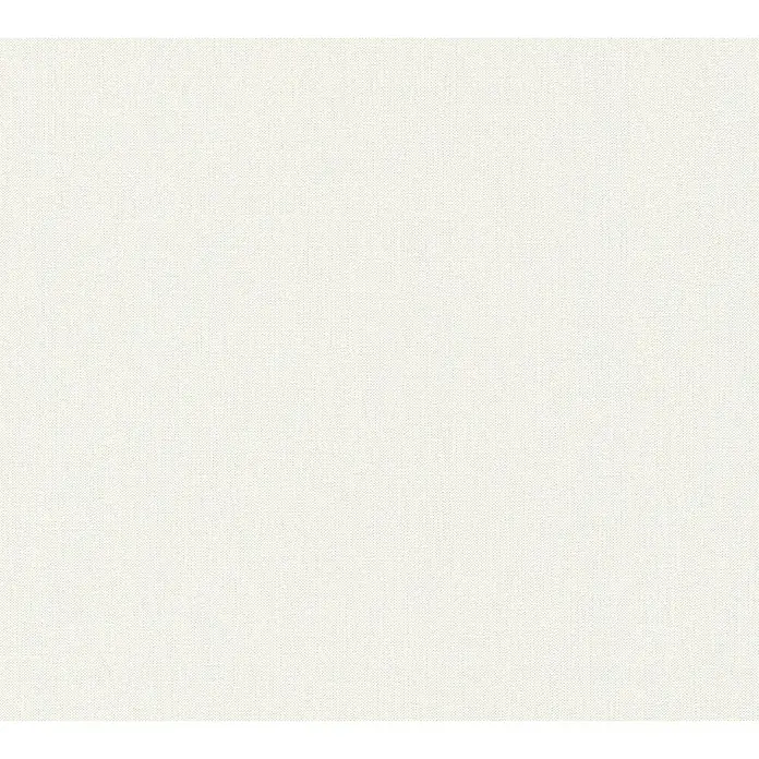 A.S. Création Hygge Vliestapete II - Weiß, Uni, 10,05 x 0,53 m - Nahaufnahme eines strukturierten, weißen Stoffes, der sich ideal für Polsterungen oder Bekleidung eignet.