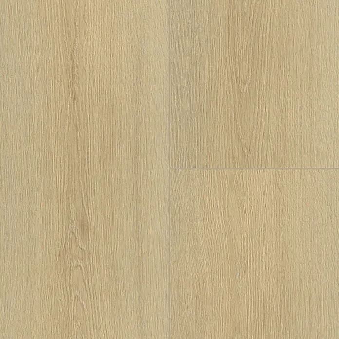 Krono Original Laminatmuster Organic Clever Long Silent Blonde Montreux Oak - 297 x 245 x 7 mm, Landhausdiele - Detailaufnahme von vier hellen Holzbodenpaneelen, die die natürliche Holzmaserung und die sanften Farbtöne hervorheben.