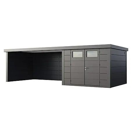 Telluria  Metallgerätehaus Classico 3330 mit Lounge XL links inkl. Elektro-Set