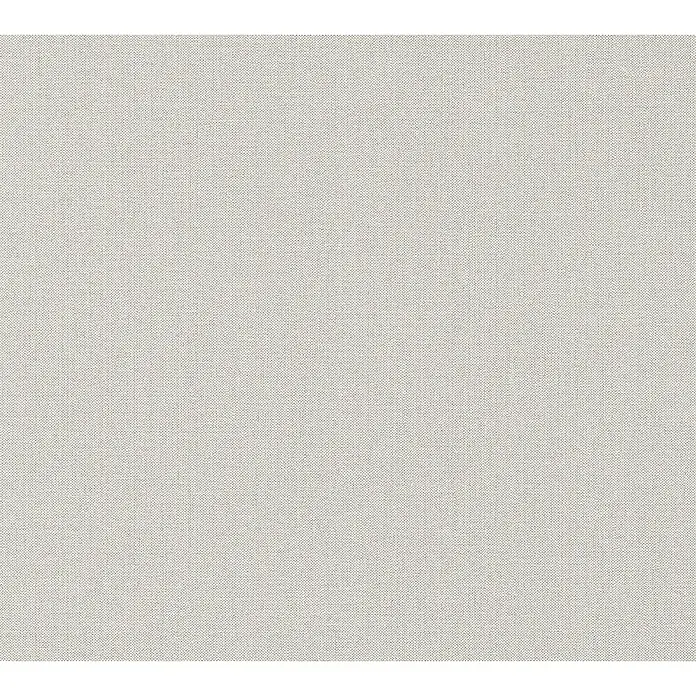 A.S. Création Hygge Vliestapete - Beige, Uni, 10,05 x 0,53 m - Nahaufnahme eines beigen Leinenstoffes, der die Textur und das subtile Muster des Materials hervorhebt. Ideal für Polster und Bekleidung.