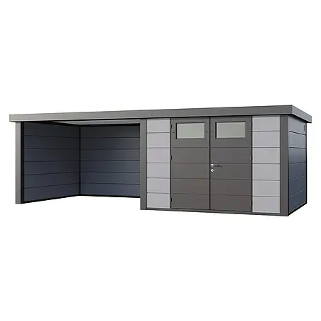 Telluria  Metallgerätehaus Classico 3030 mit Lounge L links
