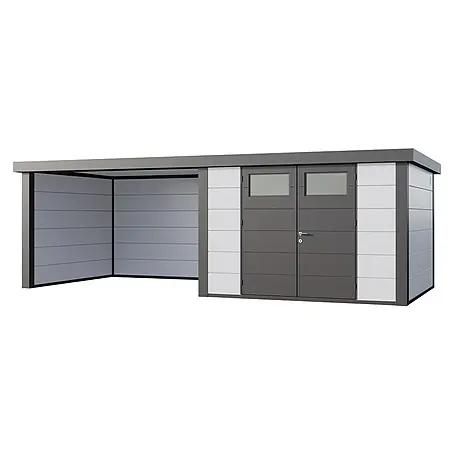 Telluria  Metallgerätehaus Classico 3030 mit Lounge L links inkl. 2 Fenster