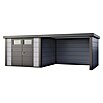 Telluria Metallgerätehaus Classico 3030 mit Lounge L rechts (Außenmaß inkl. Dachüberstand (B x T): 662 x 318 cm, Stahl, Lichtgrau/Anthrazit, Ohne Set) | BAUHAUS