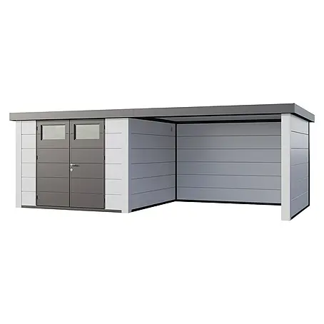 Telluria  Metallgerätehaus Classico 3030 mit Lounge L rechts