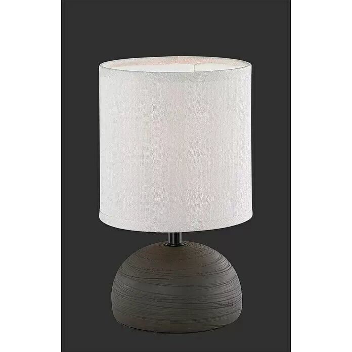 Trio Lighting Lámpara de sobremesa Luci - 40 W, Ø x Al: 14 x 23 cm, Negro, E14 - Lámpara de mesa con pantalla cilíndrica de tela cruda y base esférica oscura texturizada.