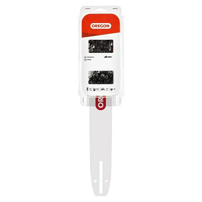 Oregon Ersatz-Schwert KOMBO 1X120SDEA041+ 2X91P045E - Schnittlänge: 30 cm - Abbildung einer Oregon-Kettensäge mit Kette und Schwert für eine verbesserte Schnittleistung.