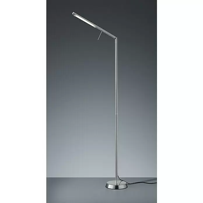 Trio Leuchten LED-Stehleuchte Filigran - 6 W, Höhe: 162 cm, Nickel-matt, Warmweiß - Schlanke Chrom-Stehleuchte mit dünnem, verstellbarem Kopf und rundem Fuß für gerichtetes Licht.