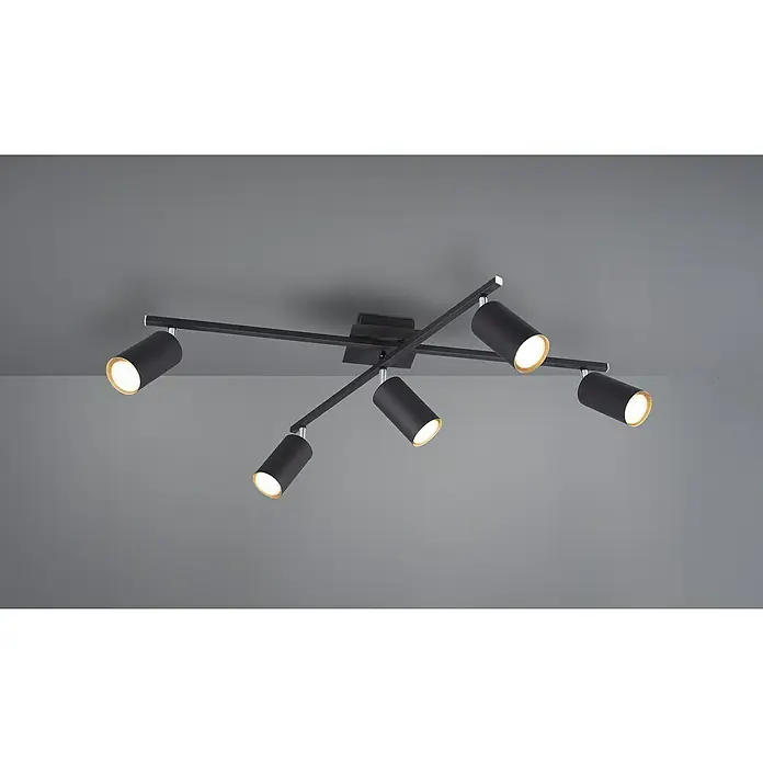 Trio Leuchten Marley Deckenstrahler - 3 W, L x B x H: 57,4 x 77,4 x 22,4 cm, Schwarz, GU10 - Moderne schwarze Deckenleuchte mit sechs schwenkbaren Spots für eine flexible Beleuchtung in jedem Raum. Ideal für Wohnzimmer und Büro.