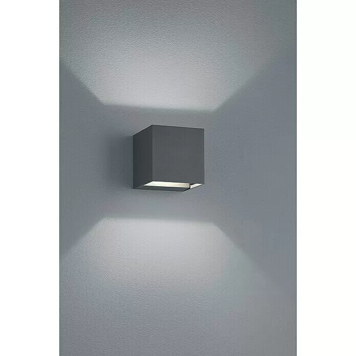 Trio Leuchten LED-Wandleuchte Adaja - 3 W, L x B x H: 8 x 8 x 8 cm, Anthrazit, Warmweiß - Dunkelgraue, würfelförmige Wandleuchte, die Licht nach oben und unten wirft.