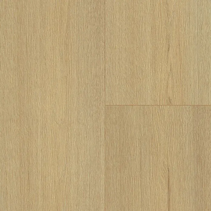 Krono Original Laminatmuster Organic Clever Long Silent Farrow Montreux Oak - 297 x 245 x 7 mm, Landhausdiele - Nahaufnahme von vier hellen, holzähnlichen Bodenfliesen, die ein natürliches und warmes Ambiente vermitteln.\n