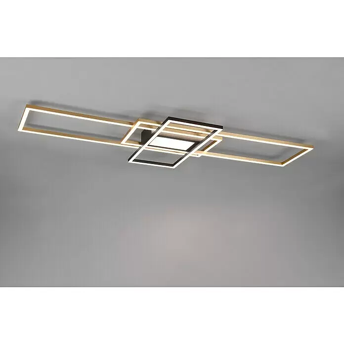 Trio Lighting Plafón LED Irvine - 60 W, L x An x Al: 42 x 105 x 42 cm, Blanco, Multicolor - Lámpara de techo moderna con marcos rectangulares dorados y oscuros superpuestos, con iluminación LED integrada.