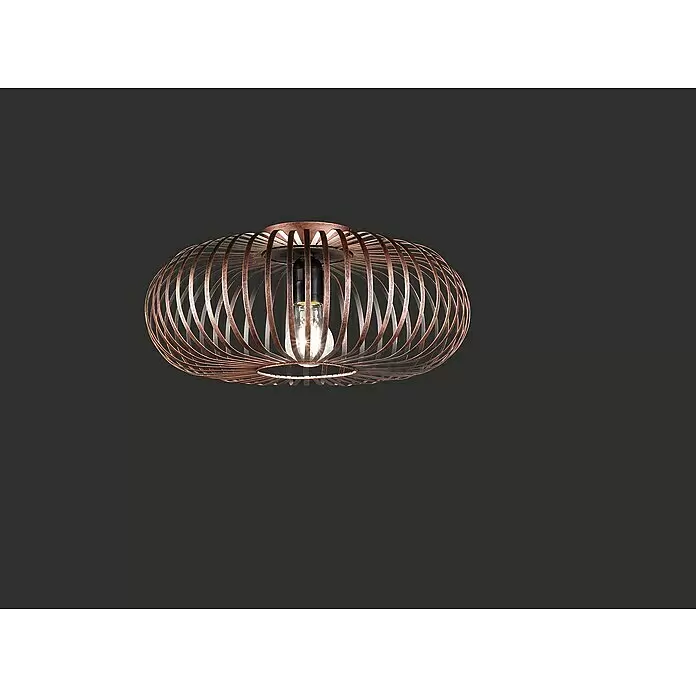 Trio Lighting Plafón redondo Johann - 60 W, An x Al: 40 x 17 cm, Plata, E27 - Lámpara de techo ovalada de alambre de metal color cobre con bombilla vista.