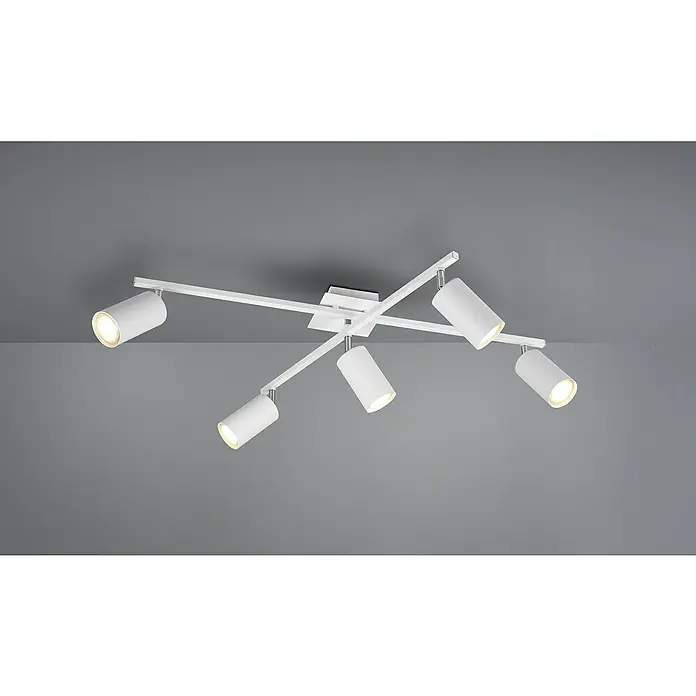 Trio Leuchten Marley Deckenstrahler - 175 W, L x B x H: 57,4 x 77,4 x 22,4 cm, Weiß, GU10 - Moderne weiße Deckenleuchte mit fünf Strahlern, die ein helles und stilvolles Licht in jeden Raum bringt. Ideal für Wohnzimmer oder Büro.
