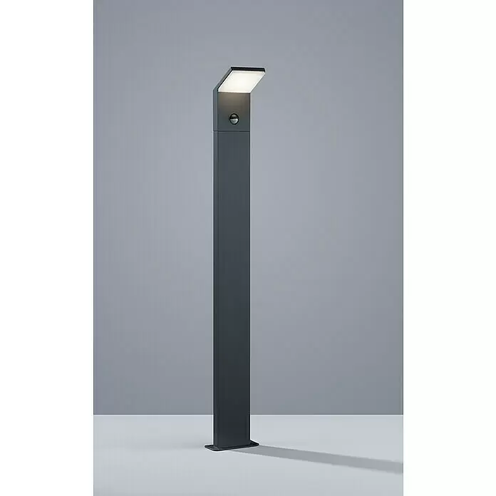 Trio Lighting Lámpara de pie para exterior Pearl - Color del marco: Plata, Blanco cálido, Con bombillas, Altura: 100 cm, Con sensor de movimiento - Baliza exterior gris oscuro con LED integrado y sensor de movimiento.
