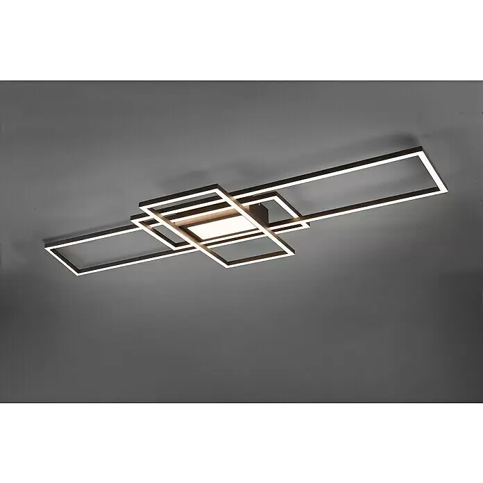Trio Lighting Plafón LED Irvine - 60 W, L x An x Al: 6,5 x 105 x 42 cm, Blanco - Lámpara de techo LED geométrica negra moderna con marcos rectangulares brillantes.