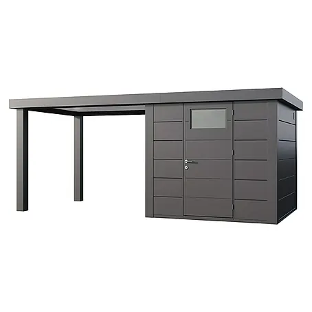 Telluria  Metallgerätehaus Classico 2424 mit Open Lounge L links