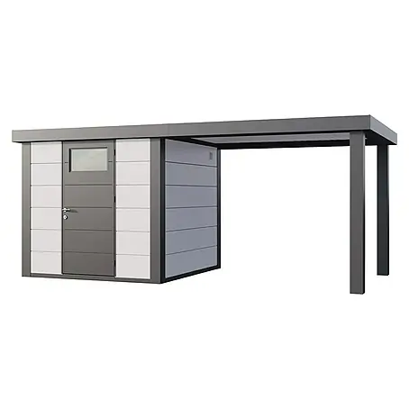 Telluria  Metallgerätehaus Classico 2424 mit Open Lounge L rechts