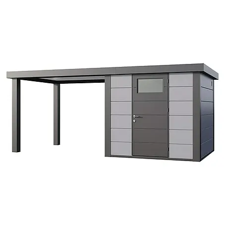 Telluria  Metallgerätehaus Classico 2424 mit Open Lounge L links