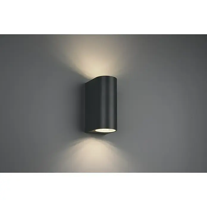 Trio Leuchten Außenwandleuchte ROYA - 35 W, L x B x H: 9,2 x 6,9 x 15 cm, Grau, IP44 - Die moderne Wandleuchte aus Metall sorgt mit ihrem warmen Licht für eine stimmungsvolle Atmosphäre. Ideal für Flur oder Wohnbereich.