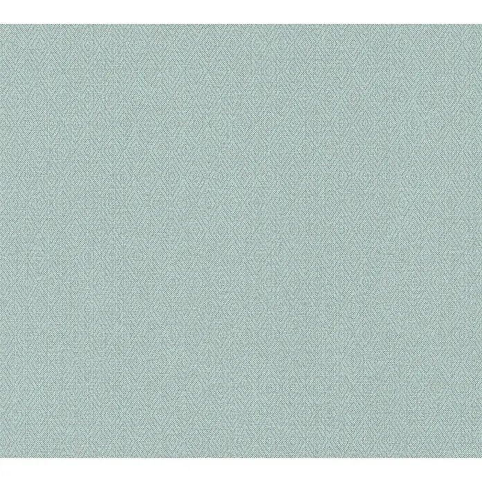 A.S. Création Hygge Vliestapete - Grün, Grafisch, 10,05 x 0,53 m - Nahaufnahme eines hellblauen Textilgewebes mit subtilem geometrischen Muster, ideal für Bekleidung oder Heimtextilien.