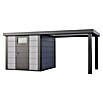 Telluria Metallgerätehaus Classico 2424 mit Open Lounge L rechts (Außenmaß inkl. Dachüberstand (B x T): 542 x 258 cm, Stahl, Lichtgrau/Anthrazit, Ohne Set) | BAUHAUS