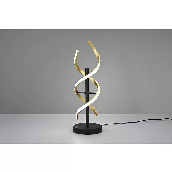 Trio Leuchten Sequence LED-Tischleuchte - 20,5 W, Messing matt, Mehrfarbig - Goldfarbene Doppelhelix LED-Tischleuchte mit schwarzem Sockel.