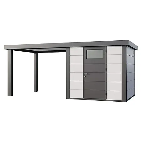 Telluria  Metallgerätehaus Classico 2424 mit Open Lounge L links