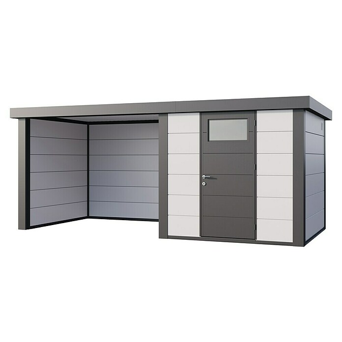 Telluria Caseta metálica Classico 2424 con salón a la izquierda (Medidas ext. (An x Pr): 542 x 258 cm, Acero, Blanco/Antracita, Sin set) | BAUHAUS