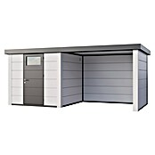 Telluria Metallgerätehaus Classico 2424 mit Lounge S rechts (Außenmaß inkl. Dachüberstand (B x T): 542 x 258 cm, Stahl, Weiß, Ohne Set) | BAUHAUS