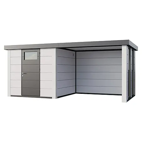 Telluria  Gerätehaus Classico 2424 mit Lounge S rechts inkl. 2 Fenster und Elektro-Set