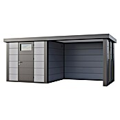 Telluria Caseta metálica Classico 2424 con salón a la derecha y 2 ventanas (Medidas ext. (An x Pr): 542 x 258 cm, Acero, Gris claro/Antracita, Sin set) | BAUHAUS
