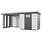 Telluria Caseta metálica Classico 2424 con salón a la izquierda y 2 ventanas (Medidas ext. (An x Pr): 542 x 258 cm, Acero, Blanco, Sin set) | BAUHAUS