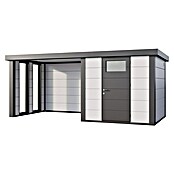 Telluria Caseta metálica Classico 2424 con salón a la izquierda y 2 ventanas (Medidas ext. (An x Pr): 542 x 258 cm, Acero, Blanco/Antracita, Sin set) | BAUHAUS