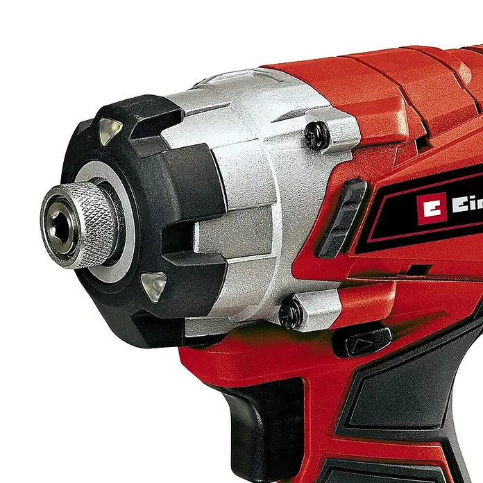 Einhell PXC 18V Llave de impacto de batería TE-CI 18/1 Li - 18 V, Sin batería - Primer plano de un atornillador de impacto inalámbrico Einhell, una herramienta robusta y potente diseñada para diversas aplicaciones de atornillado.