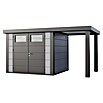 Telluria Metallgerätehaus Classico 2724 mit Open Lounge S rechts (Außenmaß inkl. Dachüberstand (B x T): 456 x 258 cm, Stahl, Lichtgrau/Anthrazit, Ohne Set) | BAUHAUS