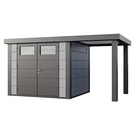 Telluria  Metallgerätehaus Classico 2724 mit Open Lounge S rechts