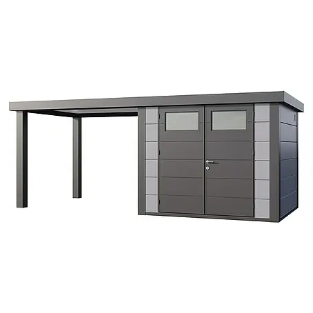 Telluria  Gerätehaus Classico 2724 mit Open Lounge L links inkl. Elektro-Set