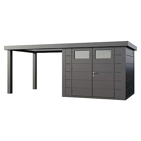 Telluria  Metallgerätehaus Classico 2724 mit Open Lounge L links