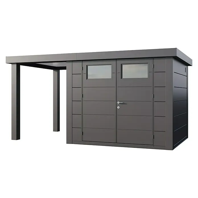 Telluria Metallgerätehaus Classico 2724 mit Open Lounge S links