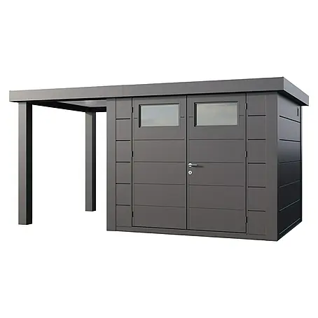 Telluria  Metallgerätehaus Classico 2724 mit Open Lounge S links