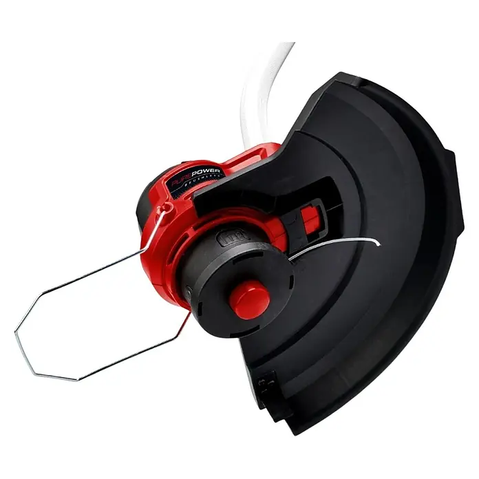Einhell Professional PXC 18V Recortabordes de batería GP-CT36/35Li - 36 V, Iones de litio, Sin batería, Ancho de corte hilo: 35 cm - Primer plano de un recortador de césped inalámbrico PurePower en rojo y negro, ideal para bordes de jardín precisos.