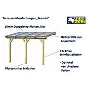 Skan Holz Terrassenüberdachung Bormio (B x T: 434 x 250 cm, Anthrazit, Polycarbonat-Doppelstegplatten, Klar) | BAUHAUS