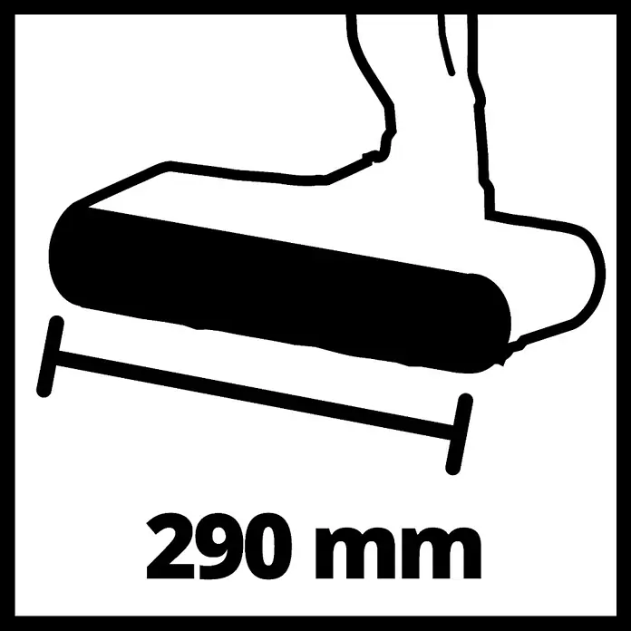 Einhell Bürstenwalze Cleanexxo - Passend für: Einhell Akku-Hartbodenreiniger Cleanexxo - Illustration einer Staubsaugerdüse mit Maßangabe 290 mm, dargestellt in Schwarz auf Weiß für technische Spezifikationen.