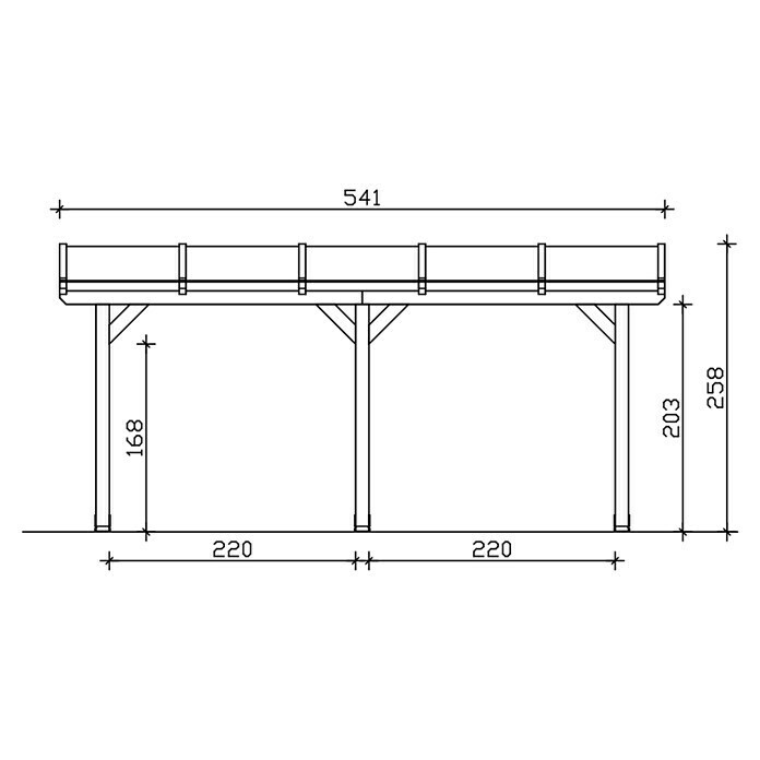 Skan Holz Terrassenüberdachung Bormio (B x T: 541 x 250 cm, Schiefergrau, Polycarbonat-Doppelstegplatten, Klar) | BAUHAUS