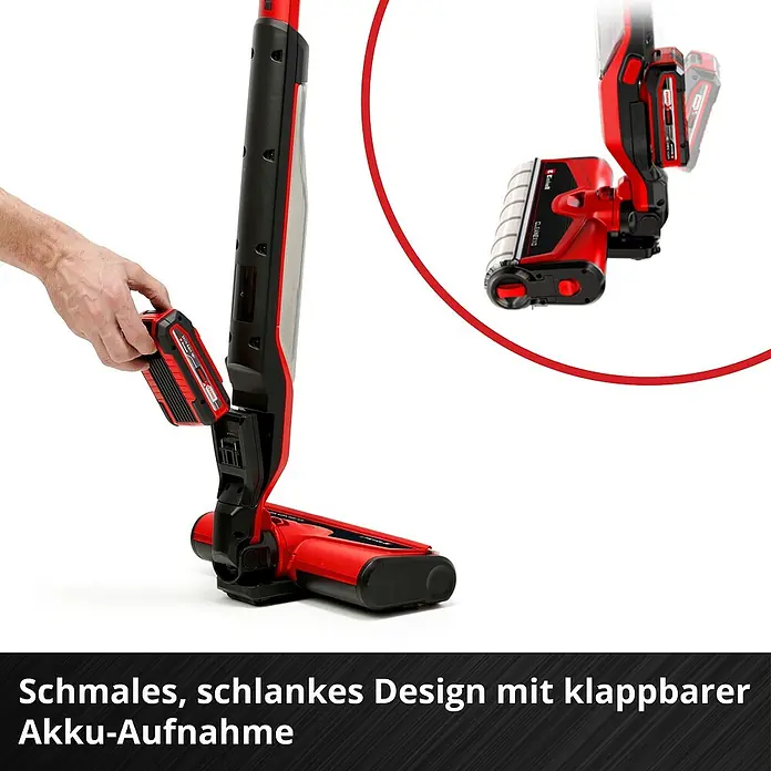 Einhell Power X-Change 18V Akku-Hartbodenreiniger Cleanexxo - 18 V, Ohne Akku - Akku-Staubsauger mit schlankem Design und klappbarer Akku-Aufnahme.