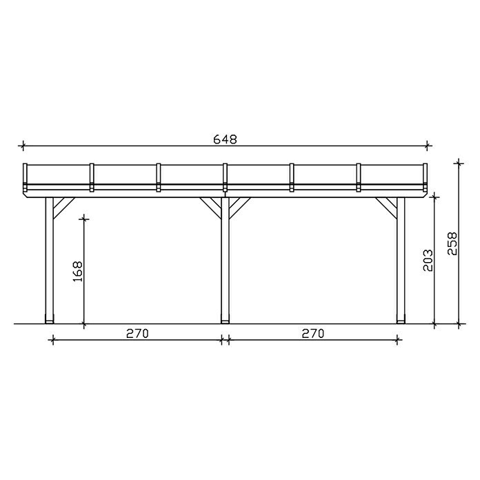 Skan Holz Terrassenüberdachung Bormio (B x T: 648 x 250 cm, Anthrazit, Polycarbonat-Doppelstegplatten, Klar) | BAUHAUS